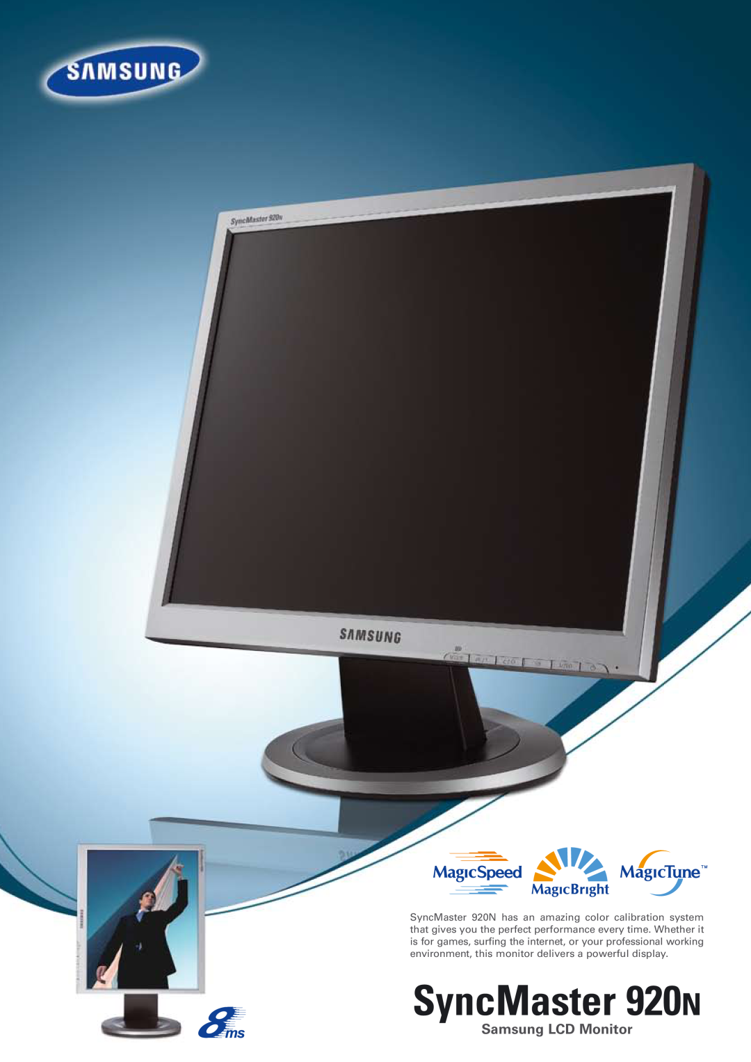 Samsung manual SyncMaster 920N, Samsung LCD Monitor 