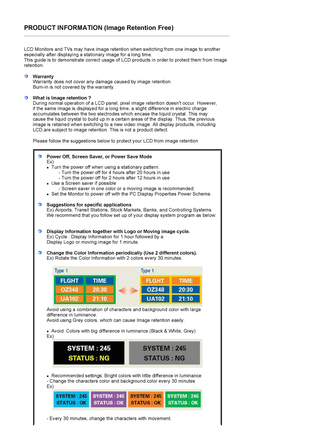 Samsung 920NW manual Warranty, What is Image retention ?, Power Off, Screen Saver, or Power Save Mode 