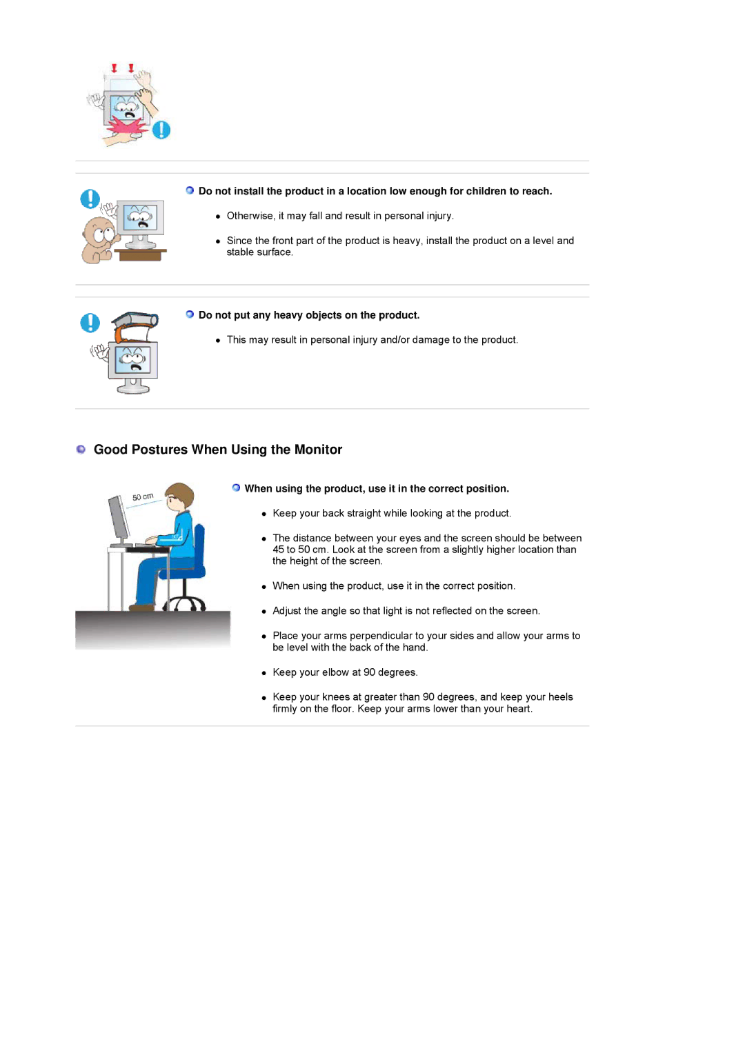Samsung 2023 NW, 923NW, 2223NW manual Good Postures When Using the Monitor 