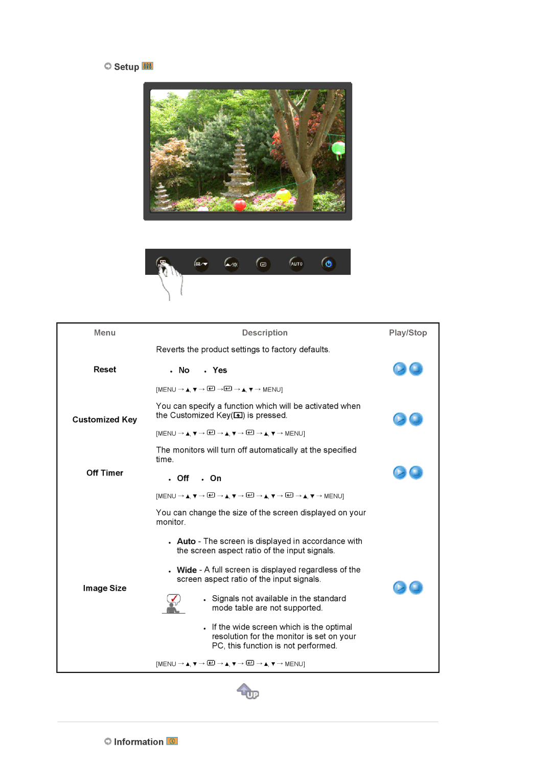 Samsung 2023 NW, 923NW, 2223NW manual Reset Customized Key No z Yes, Off Timer Off z On, Image Size 