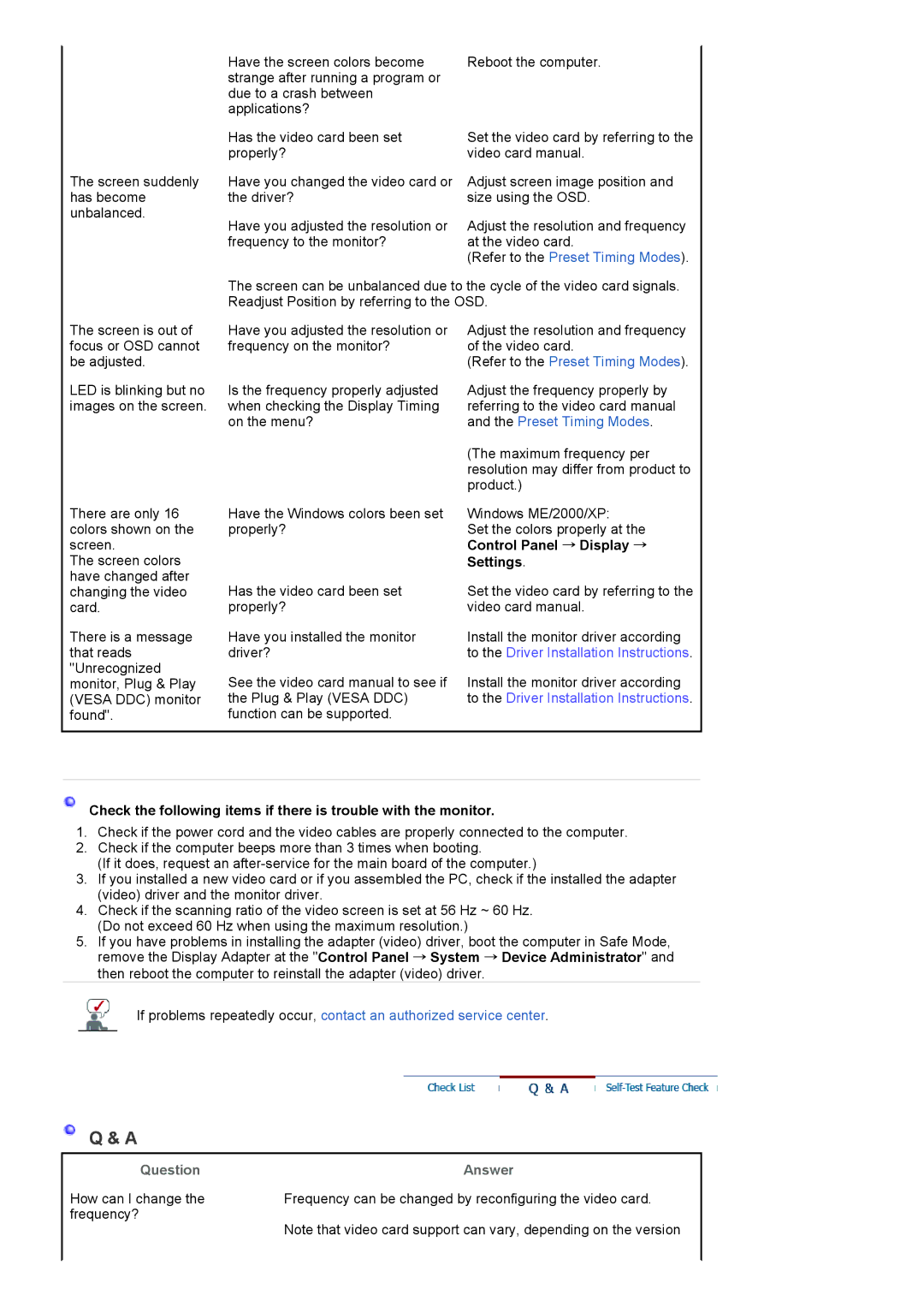 Samsung 2023 NW, 923NW, 2223NW manual Control Panel → Display → Settings, Answer 