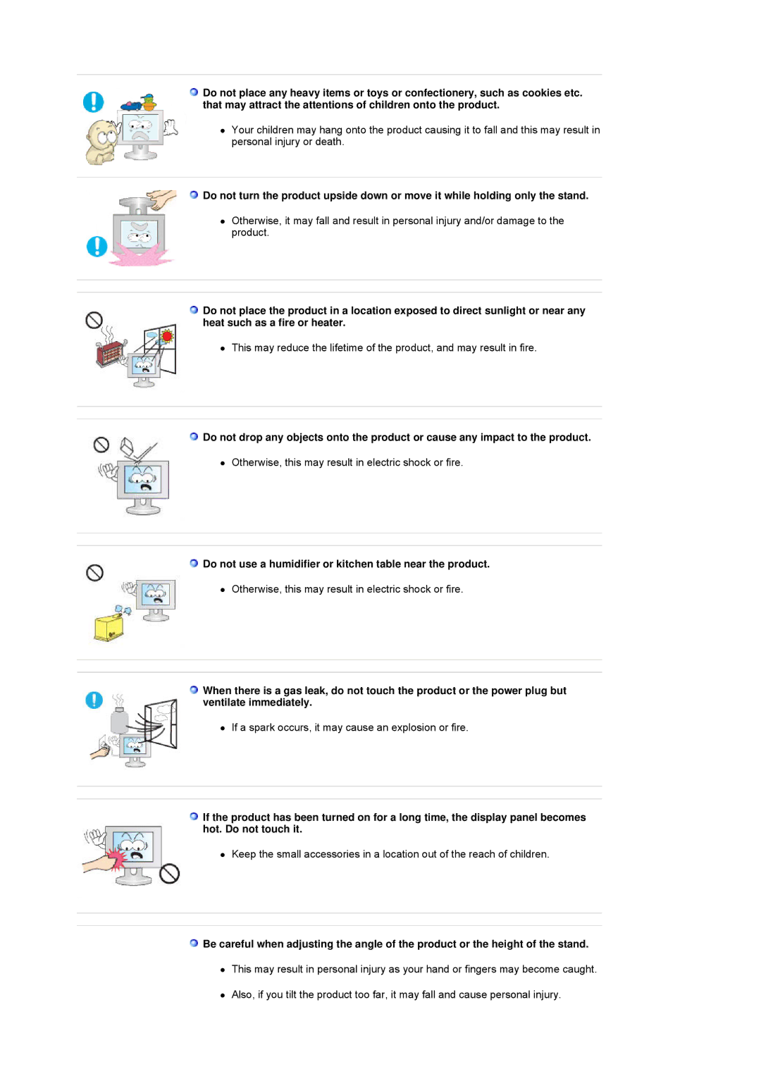 Samsung 923NW, 2023 NW, 2223NW manual Do not use a humidifier or kitchen table near the product 