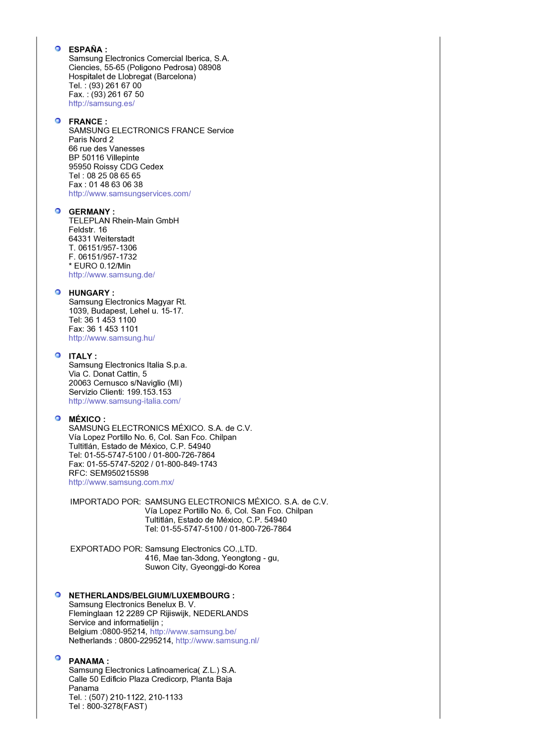 Samsung 730BF, 930BF manual Germany 