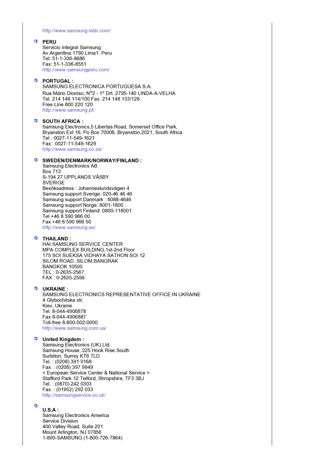 Samsung 930BF, 730BF manual Portugal, United Kingdom 