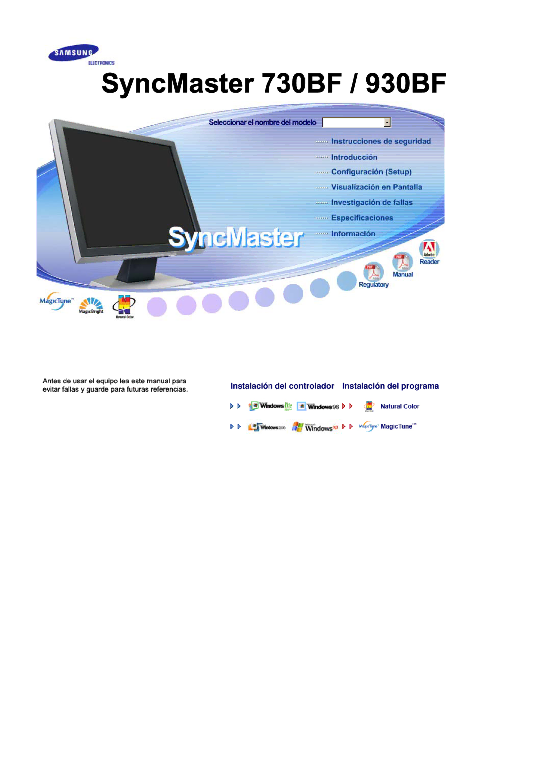 Samsung manual SyncMaster 730BF / 930BF 