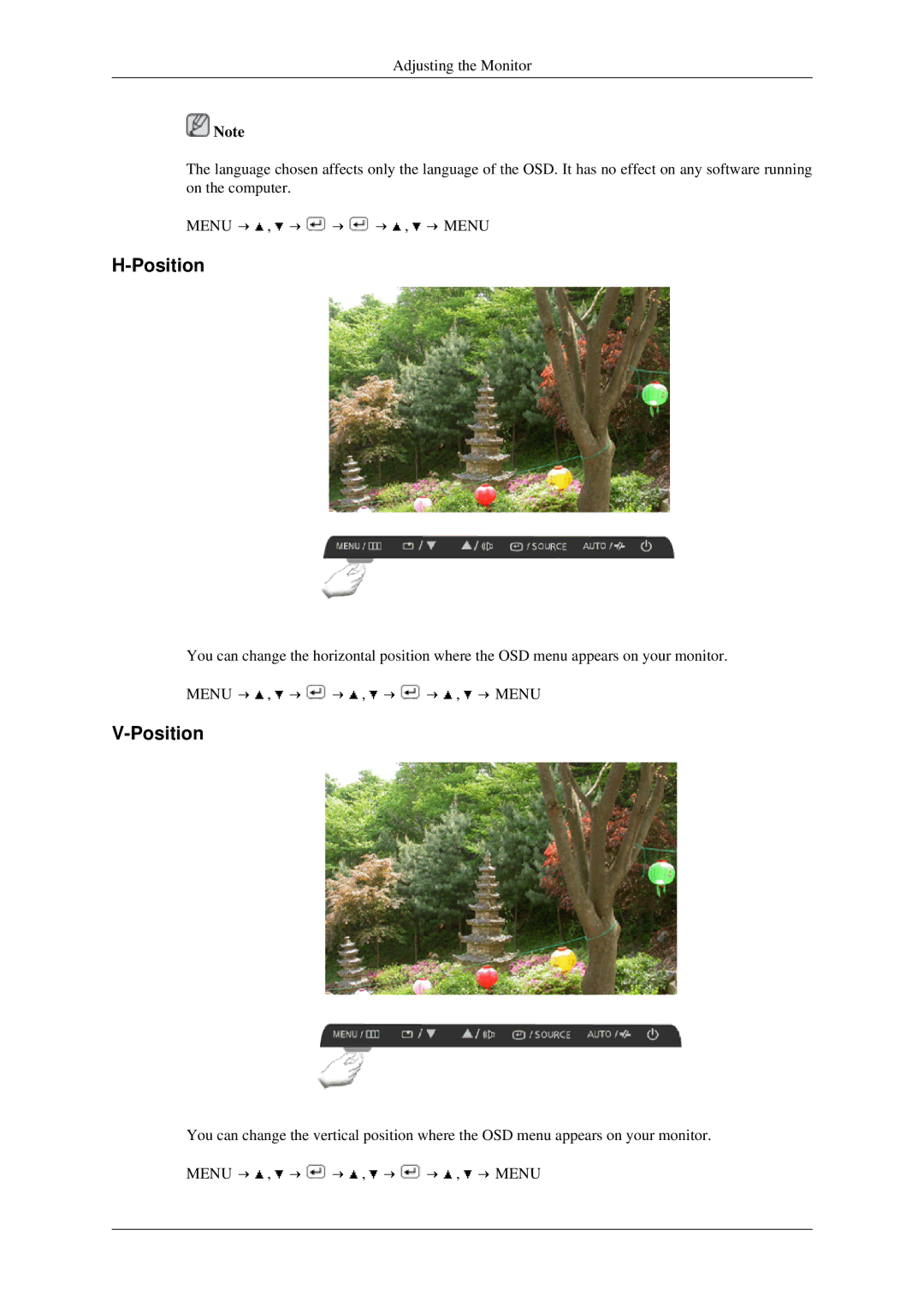 Samsung 930ND user manual Position 