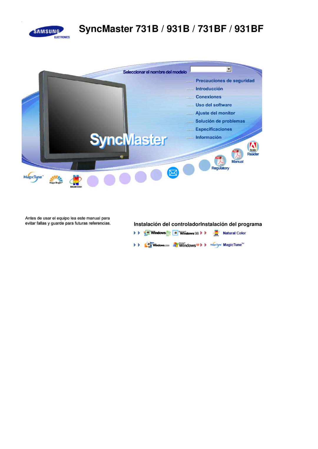 Samsung manual SyncMaster 731B / 931B / 731BF / 931BF 