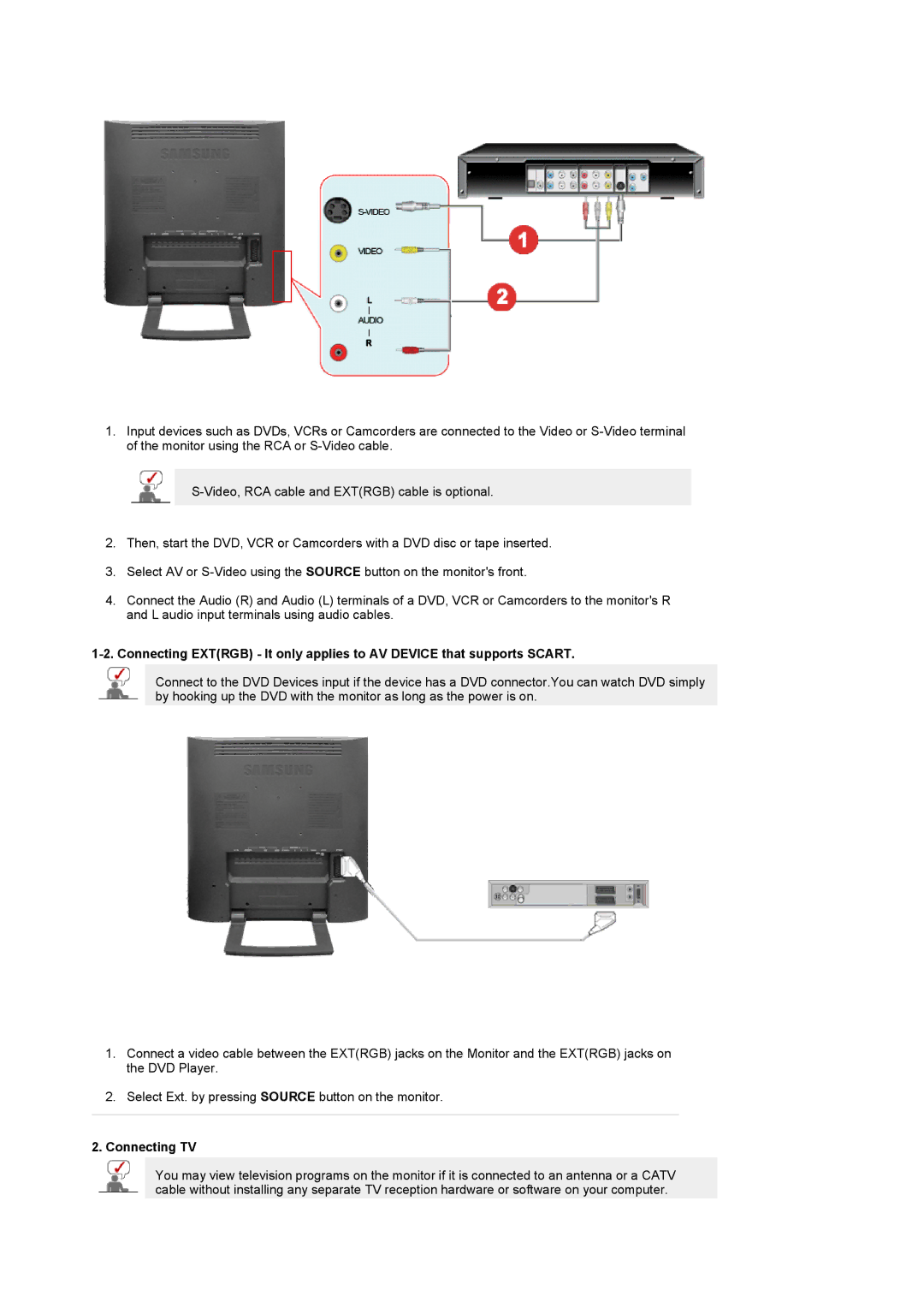 Samsung 931MP manual Connecting TV 