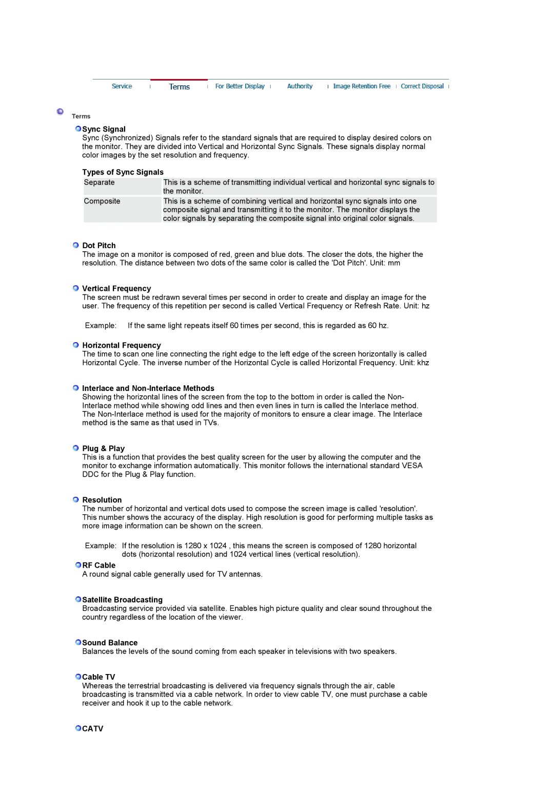 Samsung 931MP manual Catv 