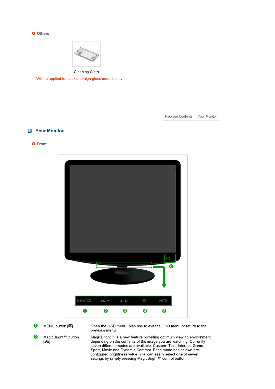 Samsung 732NPlus, 932BPlus, 732N, 932B manual Your Monitor, Others, Front 