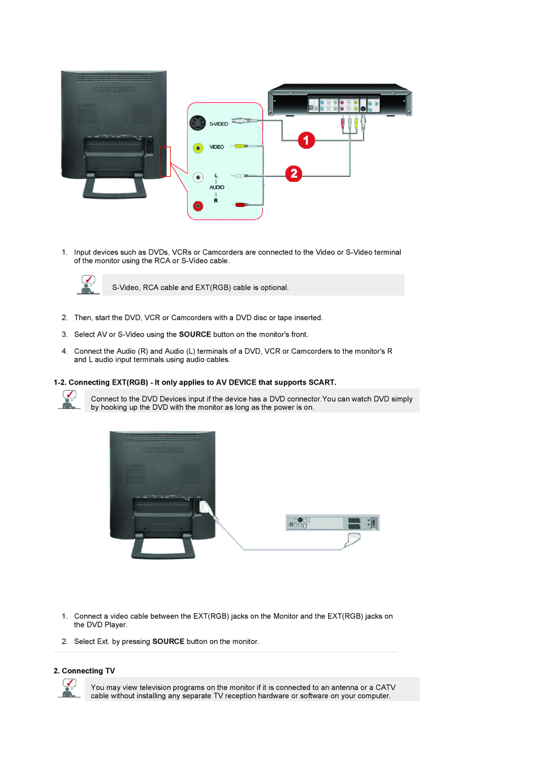 Samsung 932MP manual Connecting TV 