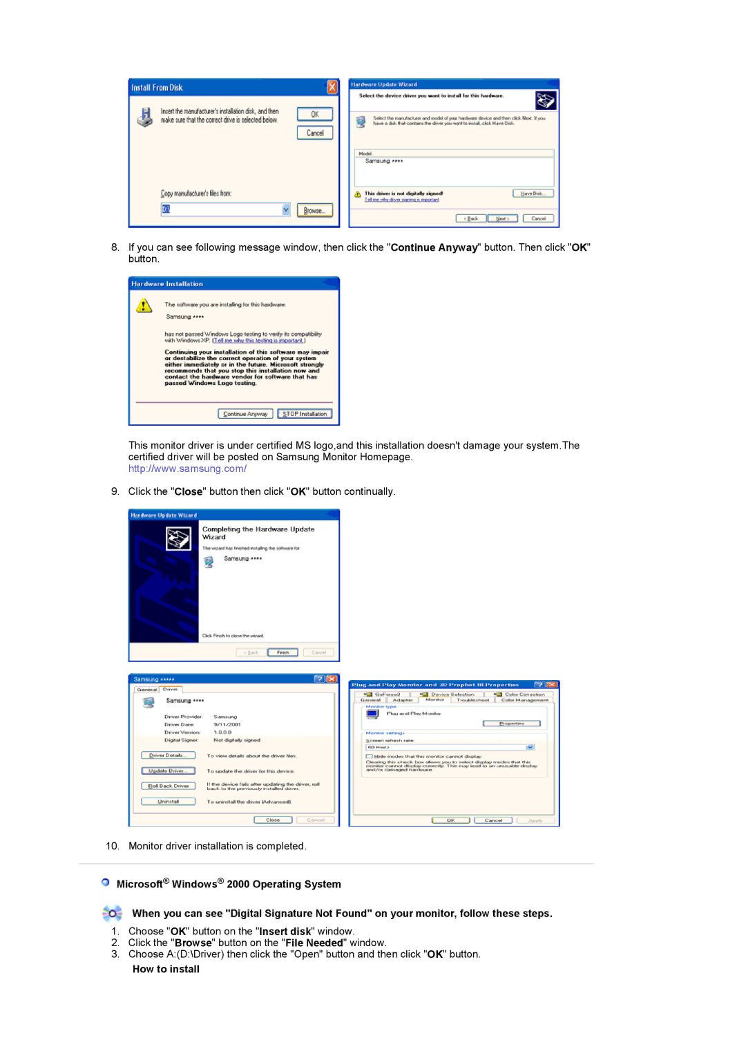 Samsung 2032MW, 932MW manual How to install 