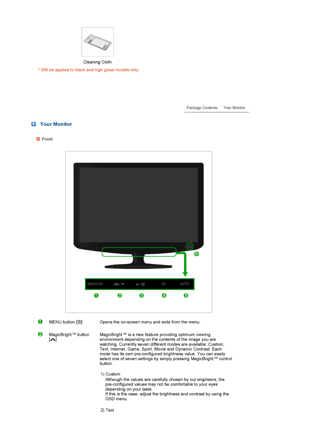 Samsung 932NW manual Your Monitor, Front 