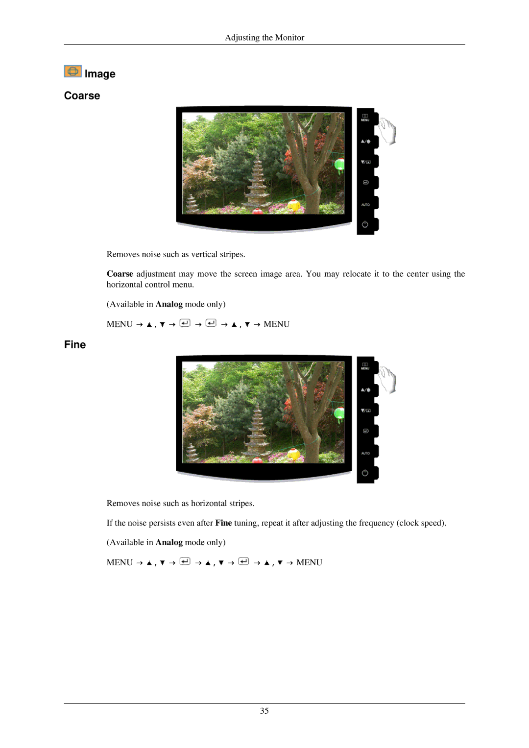 Samsung 933BW, 933GW user manual Image Coarse, Fine 