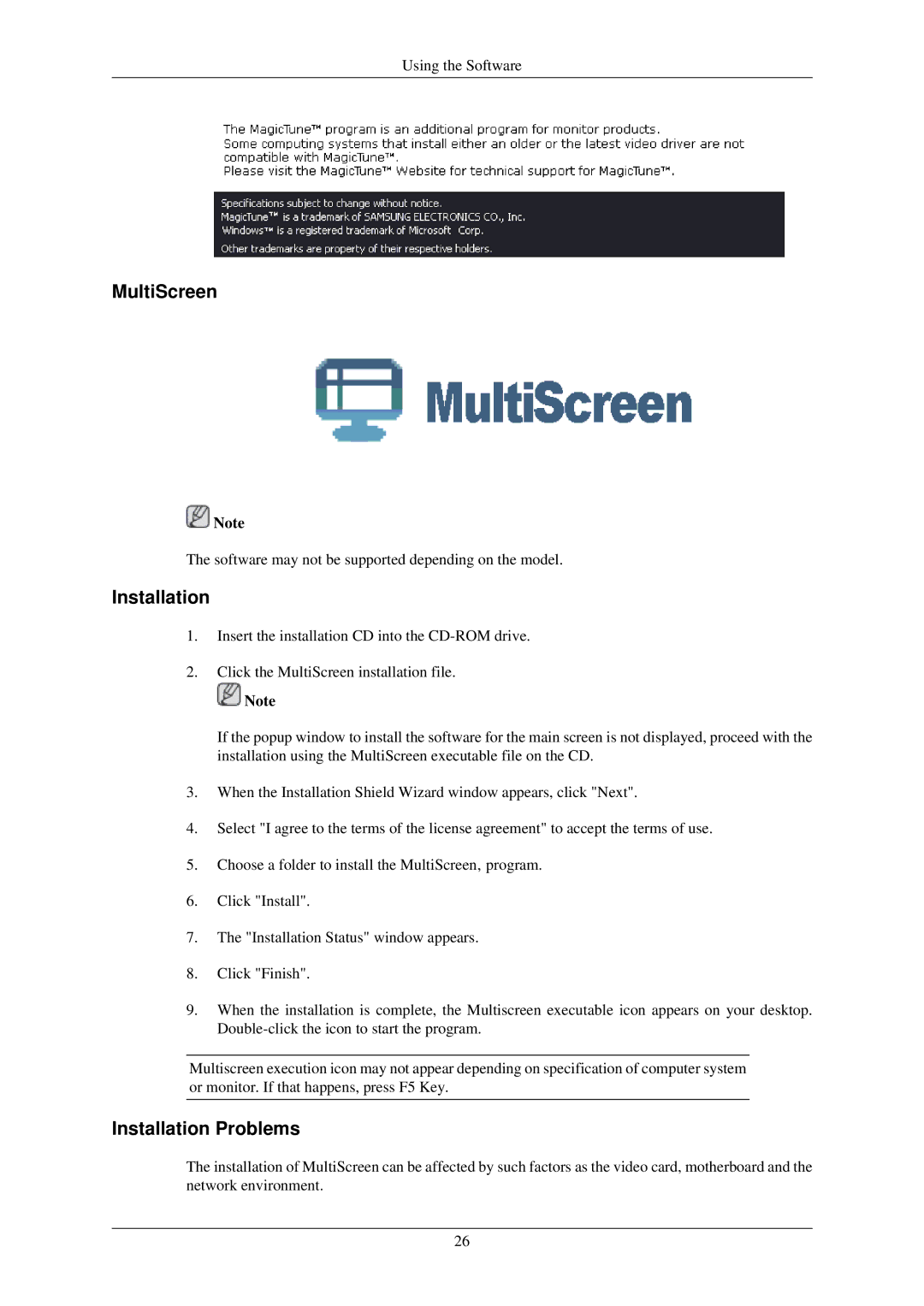 Samsung 2433GW, 933GWPLUS, 933NWPLUS, 933SN Plus, 933BWPLUS, 733NPLUS, 733NW, 733APLUS, 2333SW Plus, 633NW MultiScreen 