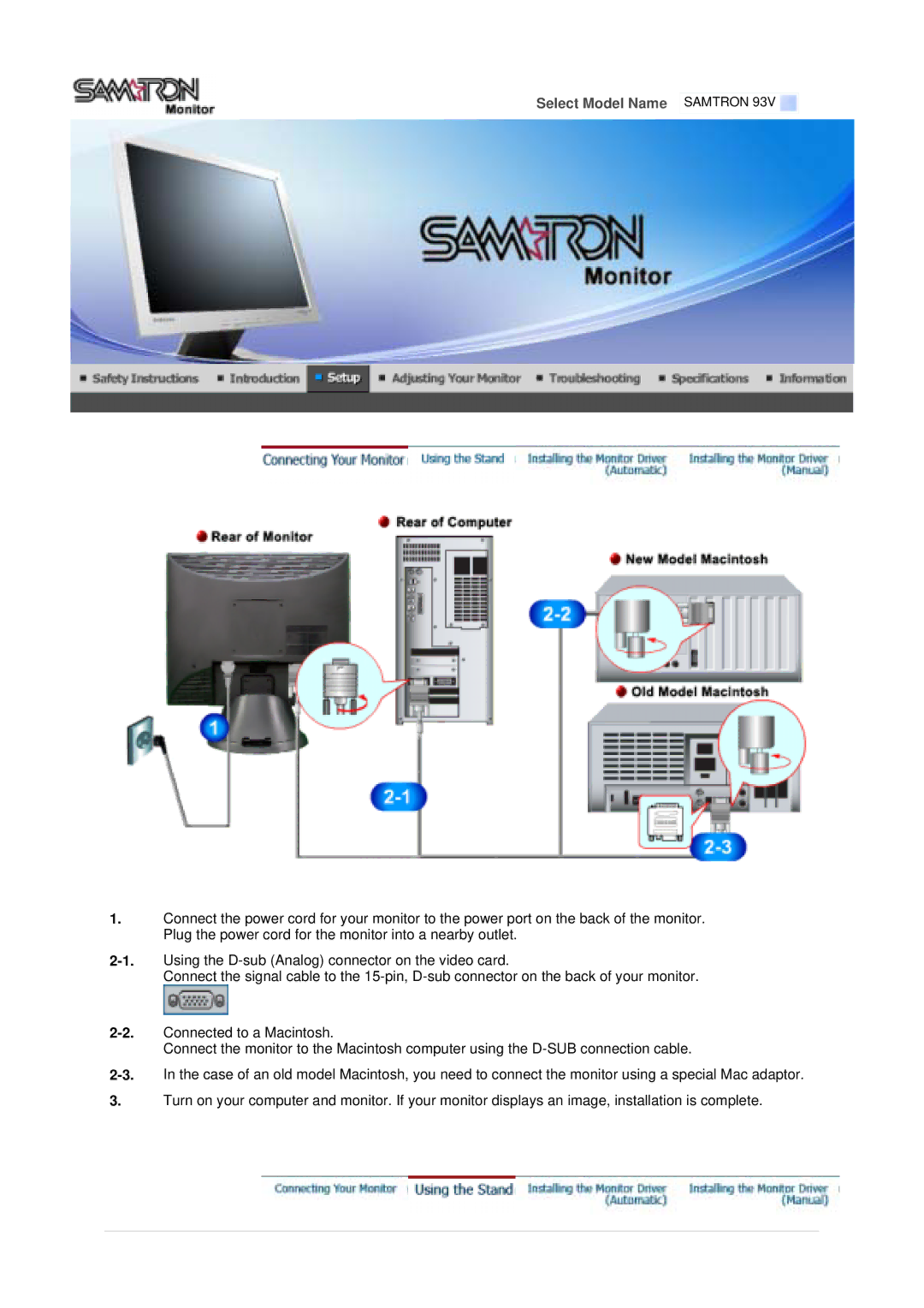 Samsung 73V, 93V manual Select Model Name 