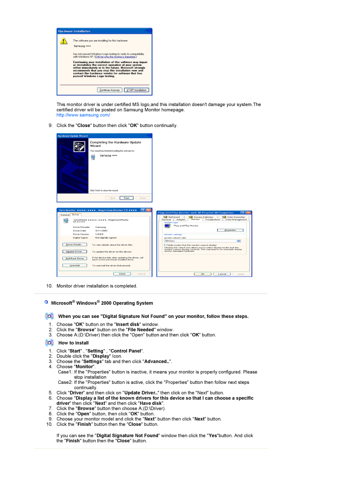 Samsung 740NW, 940 NW manual How to install Click Start , Setting , Control Panel 