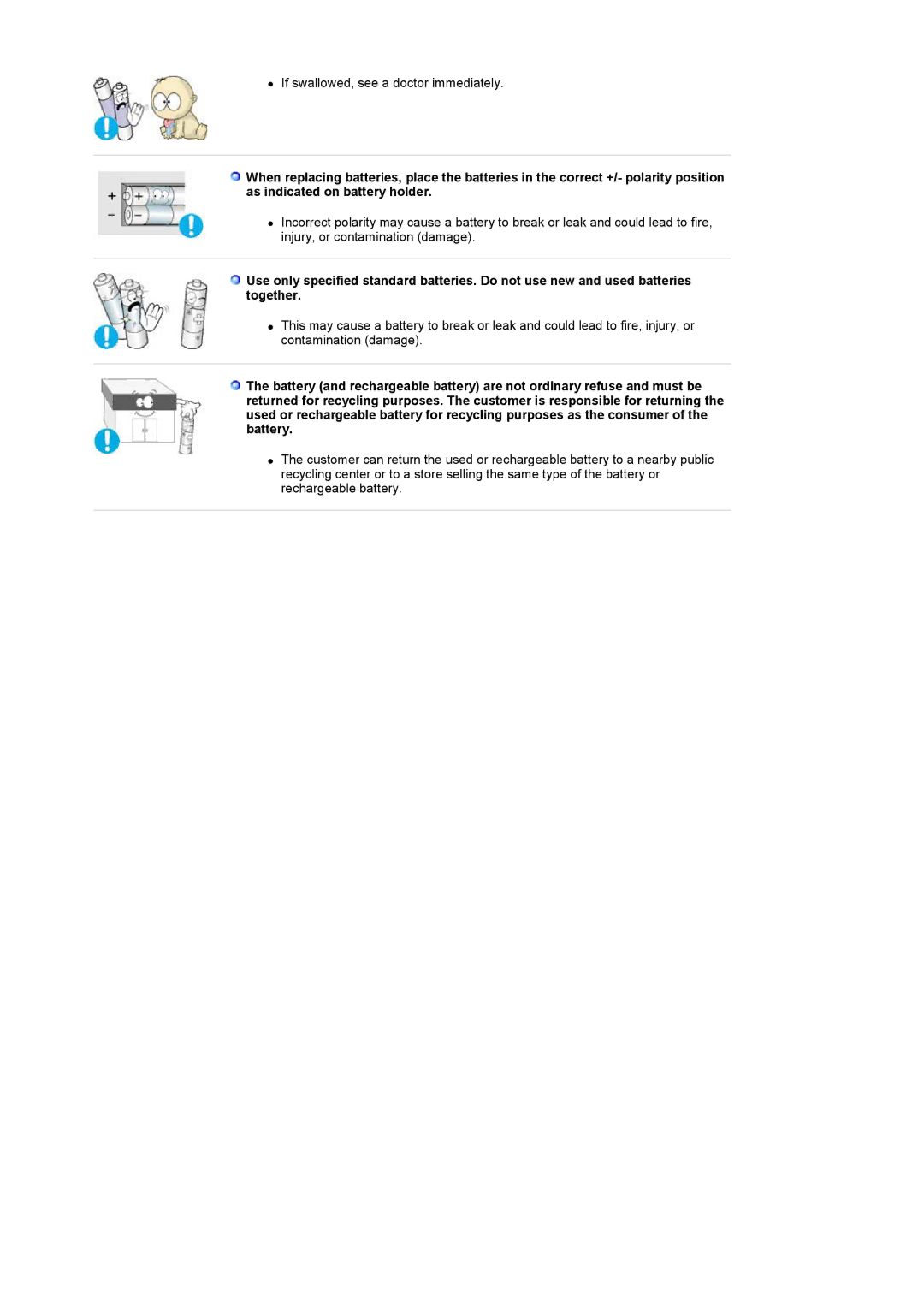 Samsung 940MW manual If swallowed, see a doctor immediately 