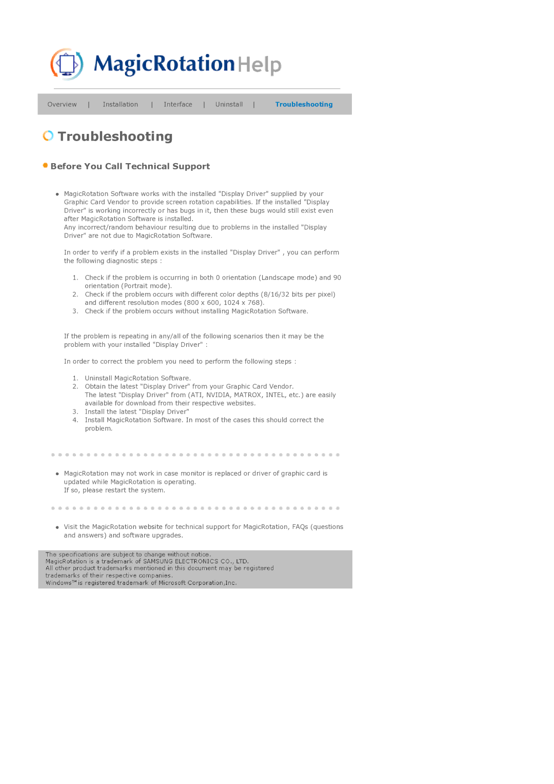 Samsung 940FN, 940T, 940B, 940N, 740B, 740N, 740T, 540B manual Troubleshooting 