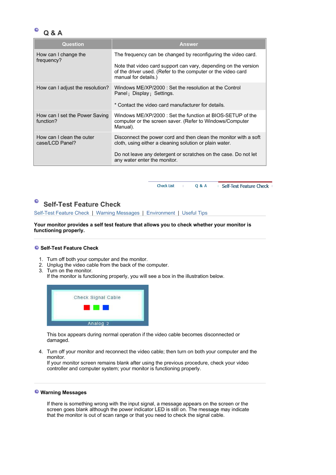 Samsung 940T, 940B, 940FN, 940N, 740B, 740N, 740T, 540B manual Self-Test Feature Check 