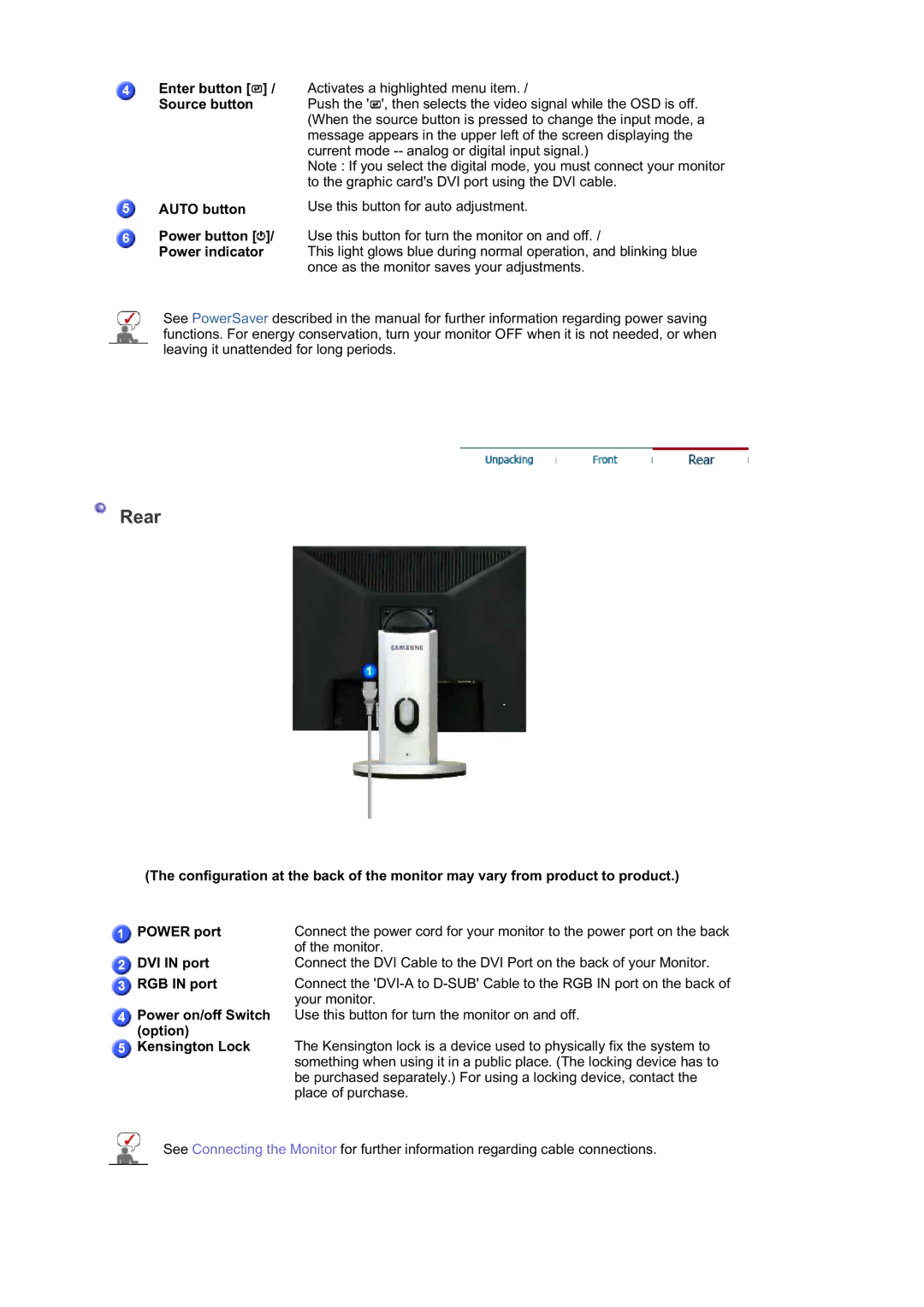 Samsung 740B, 940T, 940B, 940FN, 940N, 740N, 740T, 540B manual Your monitor 