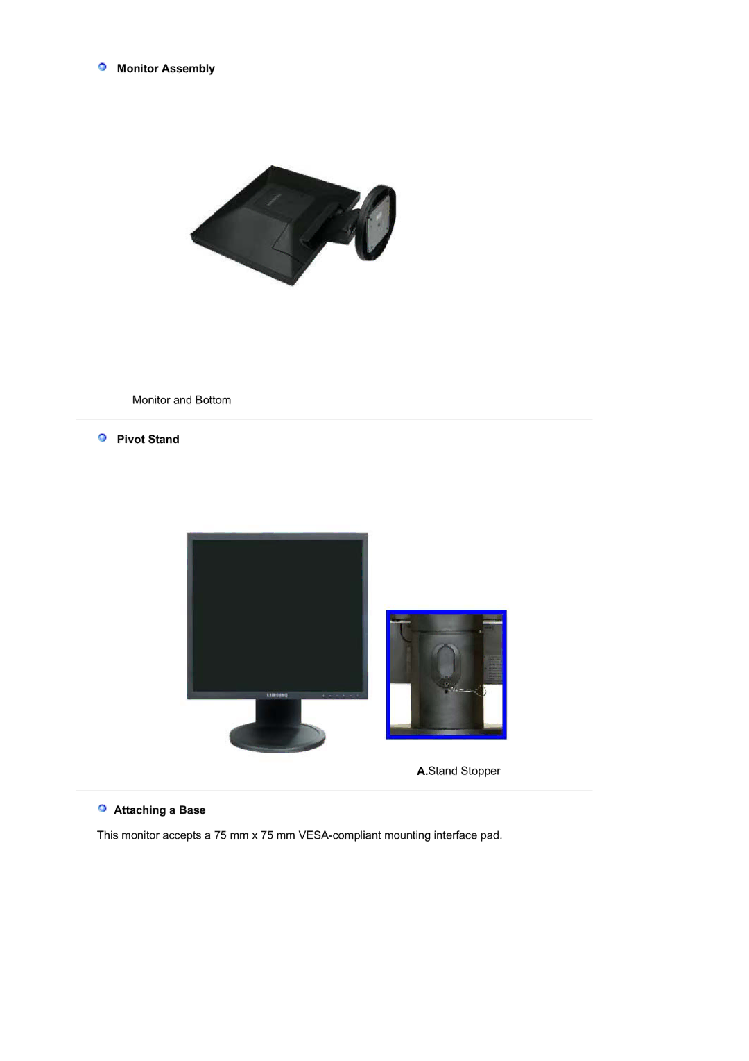 Samsung 740T, 940T, 940B, 940FN, 940N, 740B, 740N, 540B manual Monitor Assembly 