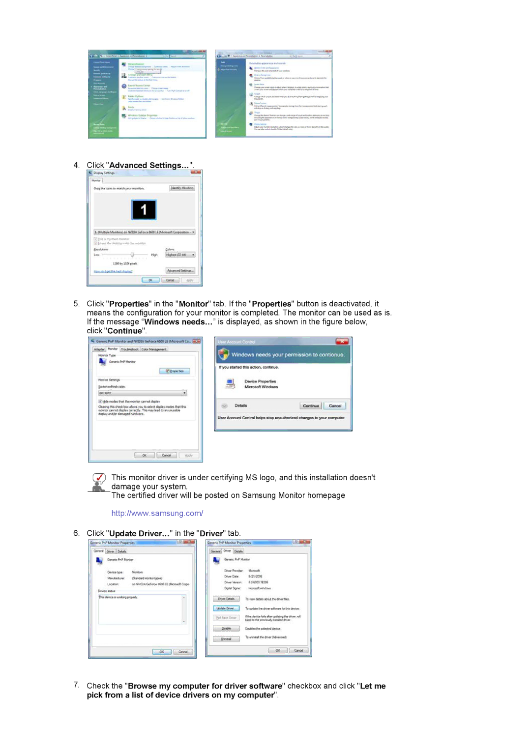 Samsung 940T manual Click Advanced Settings… 