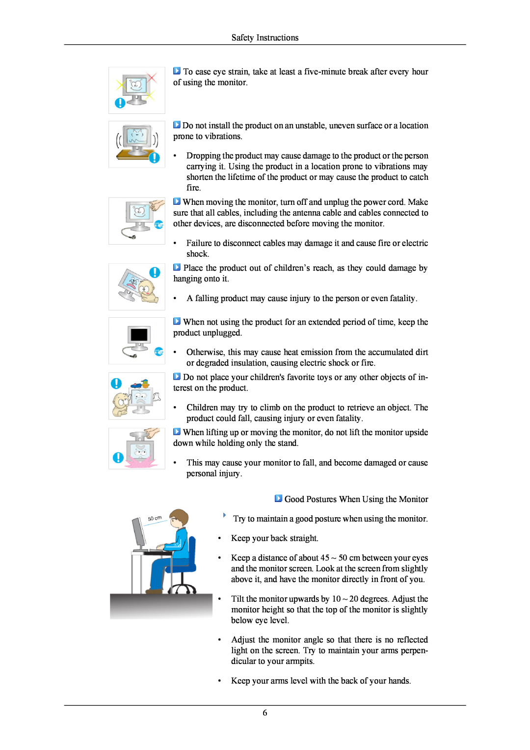 Samsung 743B, 943BX user manual Safety Instructions, A falling product may cause injury to the person or even fatality 