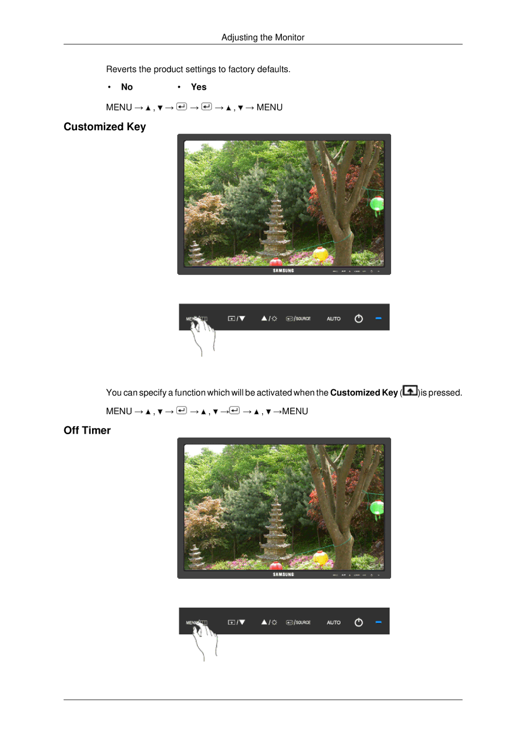 Samsung 2043EWX, 943EWX, 2243EWX user manual Customized Key 