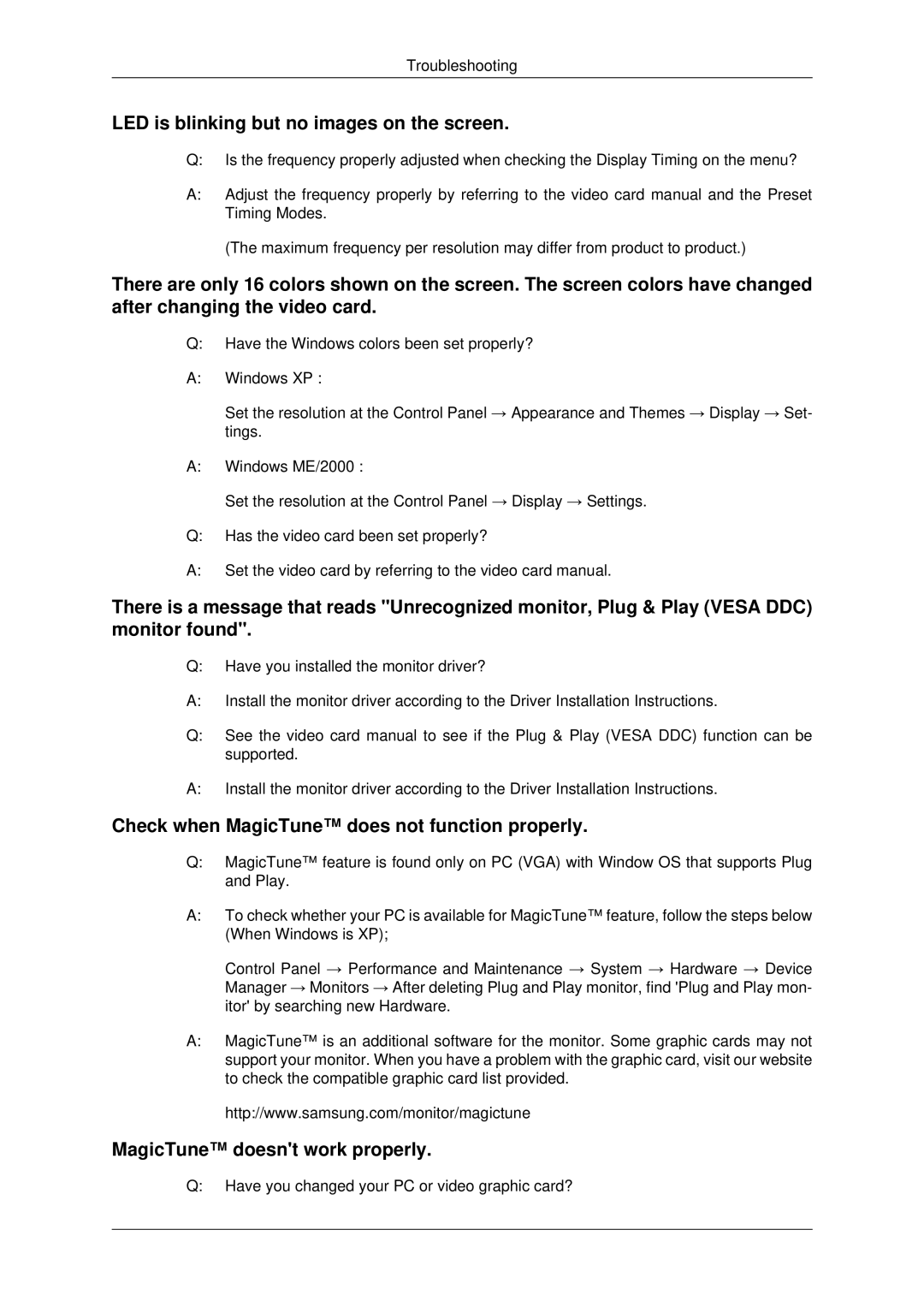 Samsung 943EWX, 2243EWX, 2043EWX user manual Have you changed your PC or video graphic card? 