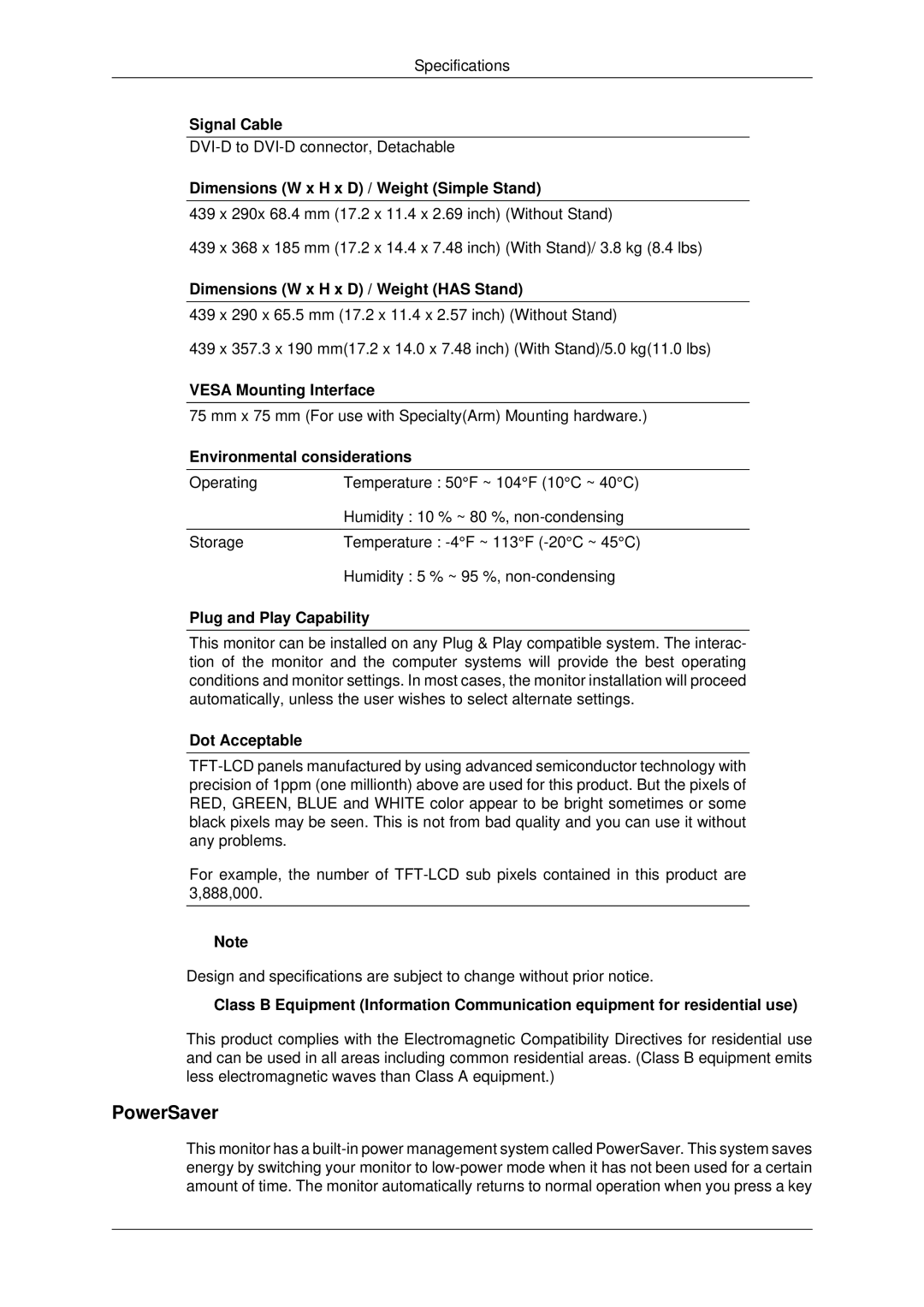 Samsung 943EWX, 2243EWX, 2043EWX user manual PowerSaver 