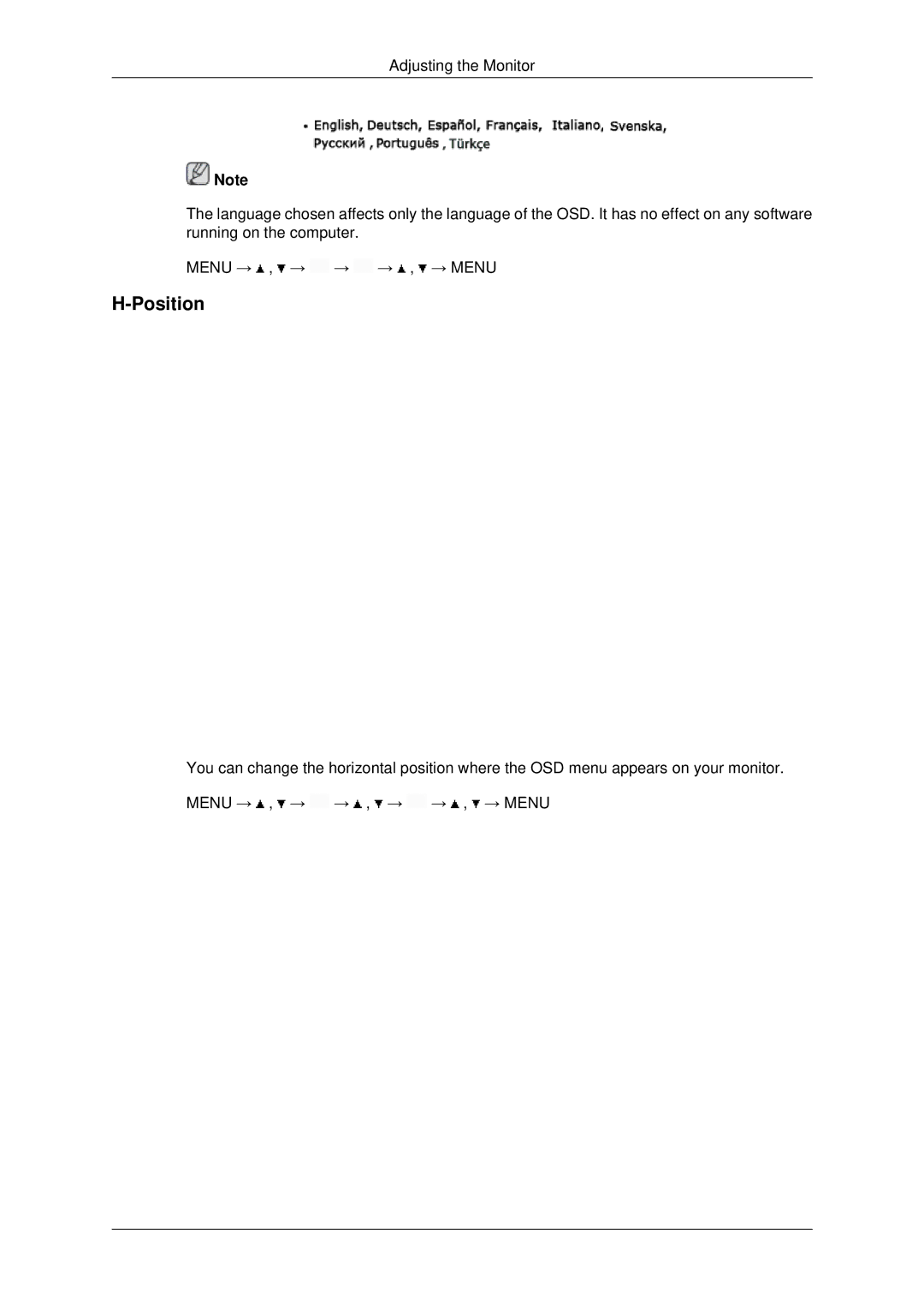 Samsung 943EWX, 2243EWX, 2043EWX user manual Position 