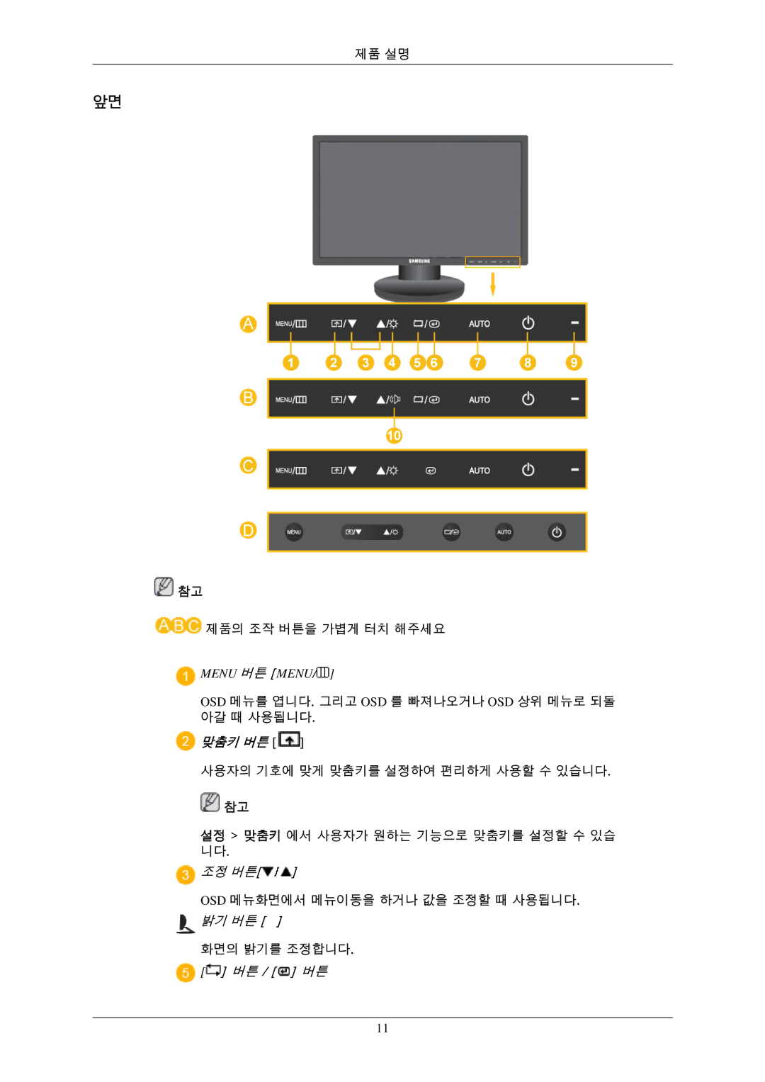 Samsung 2243BWXPLUS, 943EWPLUS, 943EWX, 943BXPLUS, 743EXPLUS, 743EPLUS, 2343BWPLUS, 2343BWXPLUS, 2243EWXPLUS, 2243EWPLUS 맞춤키 버튼 