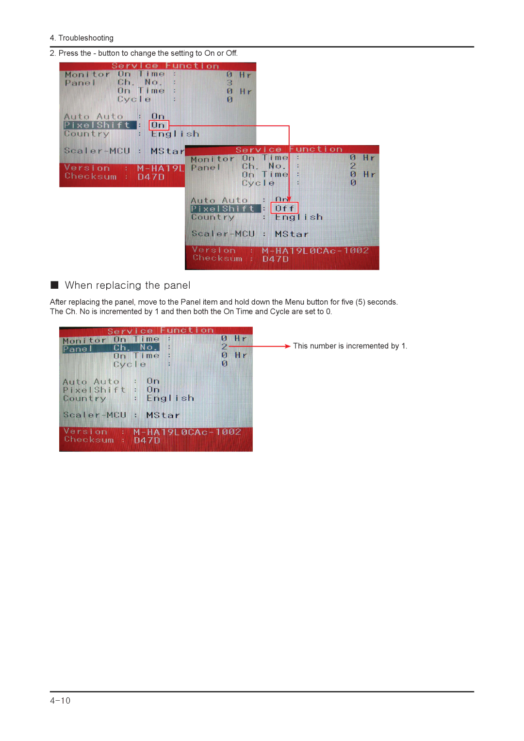 Samsung 943NWX service manual  When replacing the panel 