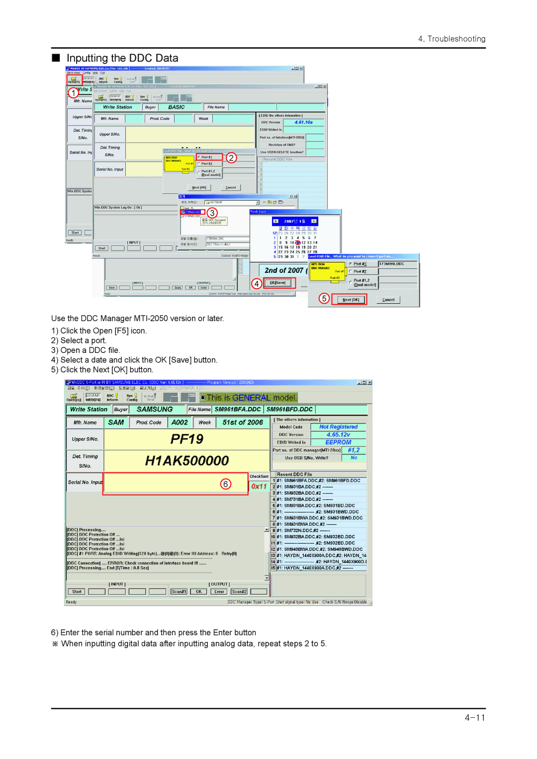 Samsung 943NWX service manual  Inputting the DDC Data 