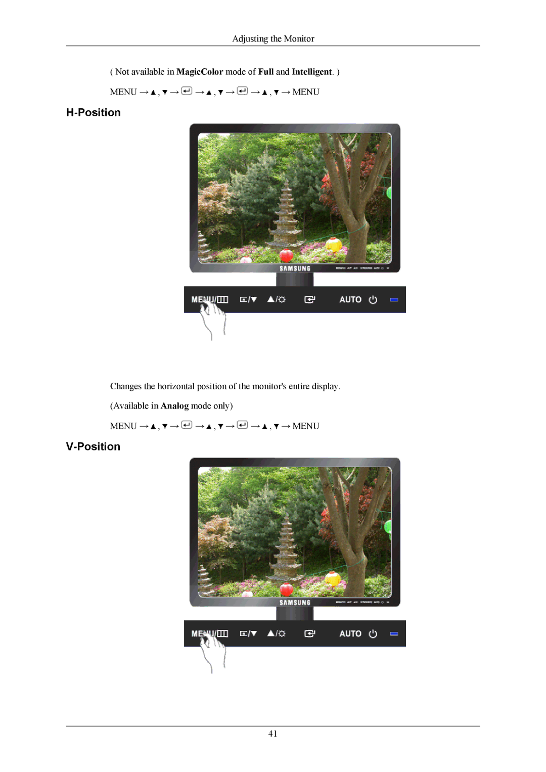 Samsung 743NX, 943NX user manual Position 