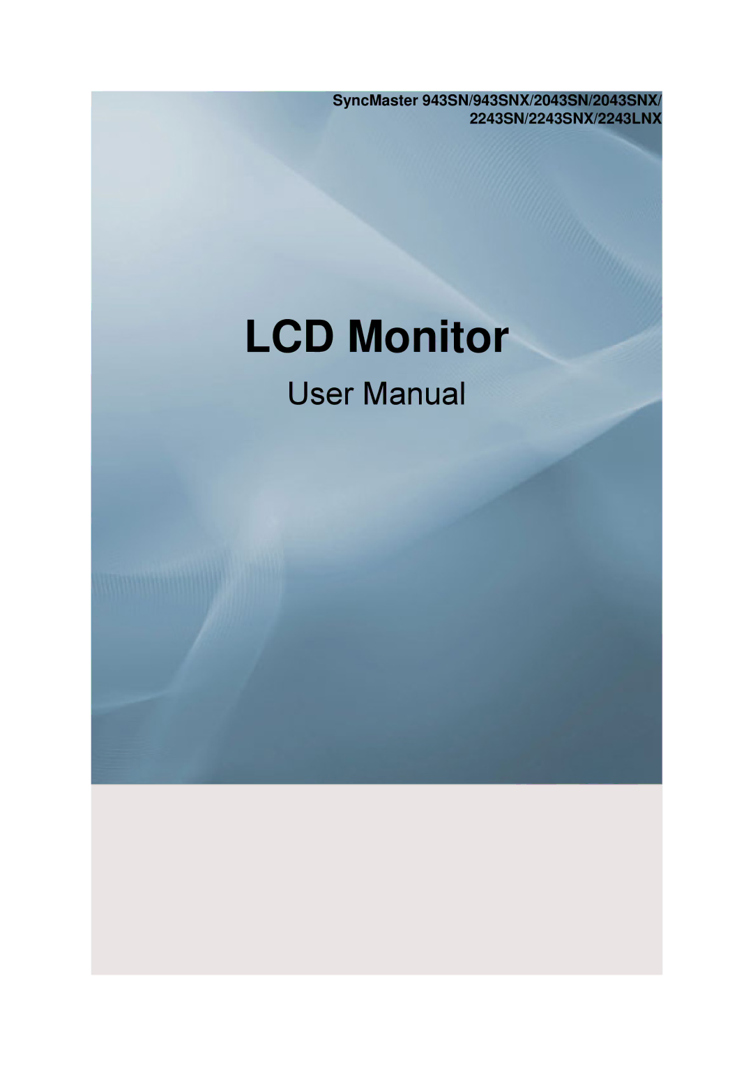 Samsung 943SNX, 2243LNX, 2043SNX, 2243SNX user manual LCD Monitor 