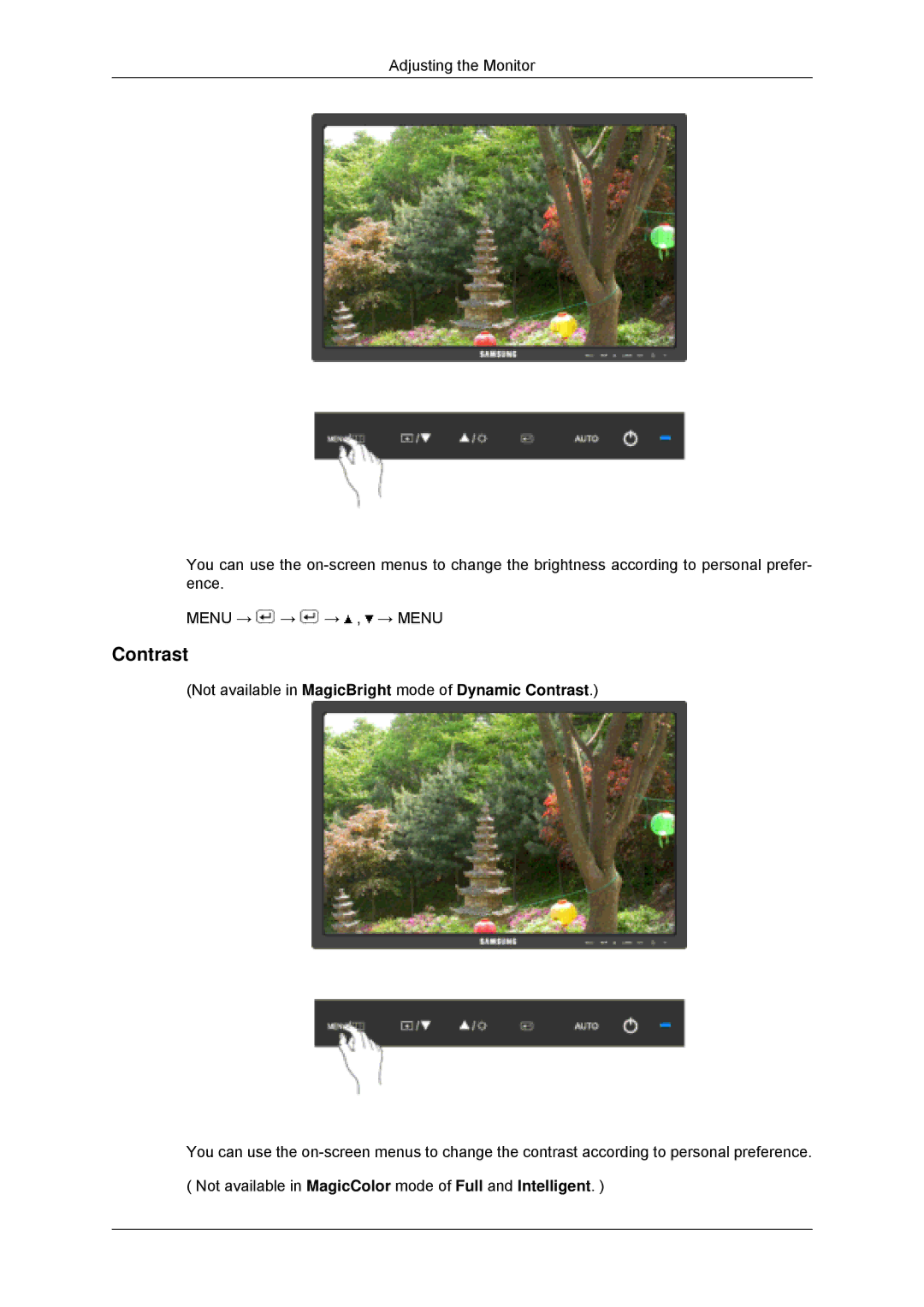 Samsung 2243LNX, 943SNX, 2043SNX, 2243SNX user manual Contrast 