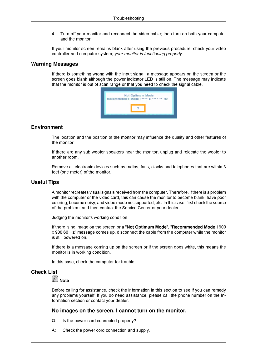 Samsung 2043SNX, 943SNX, 2243LNX, 2243SNX user manual Environment 