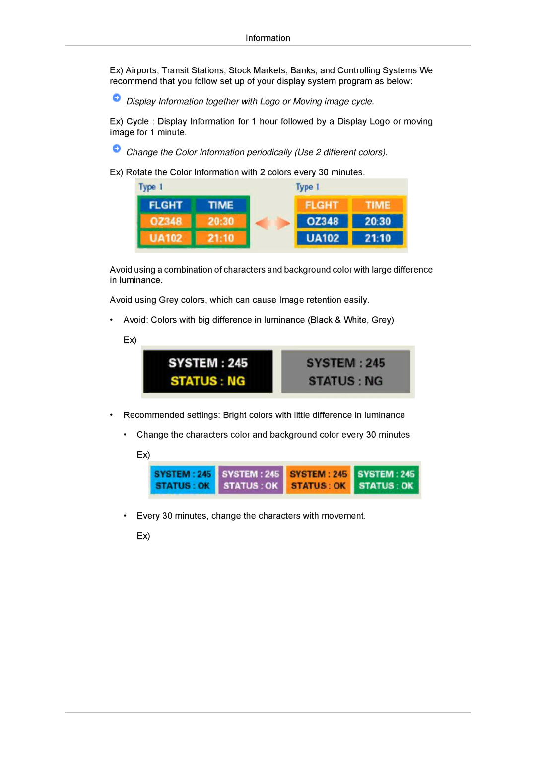 Samsung 2243SNX, 943SNX, 2243LNX, 2043SNX user manual Display Information together with Logo or Moving image cycle 