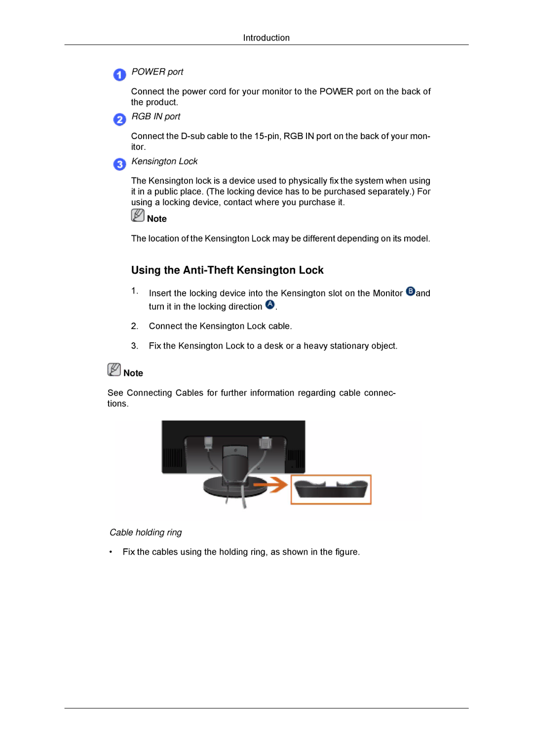 Samsung 943SNX, 2243LNX, 2043SNX, 2243SNX user manual Using the Anti-Theft Kensington Lock 