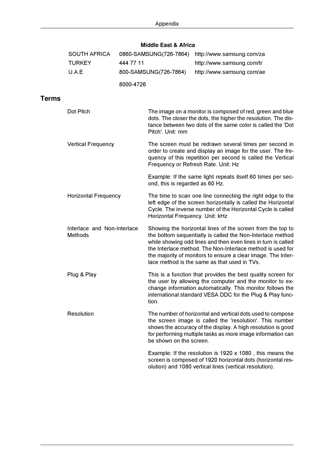 Samsung 943SNX, 2243LNX, 2043SNX, 2243SNX user manual South Africa Turkey 