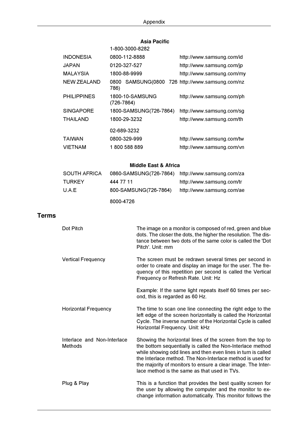 Samsung 943SNX, 2243LNX, 2043SNX, 2243SNX user manual Singapore Thailand 