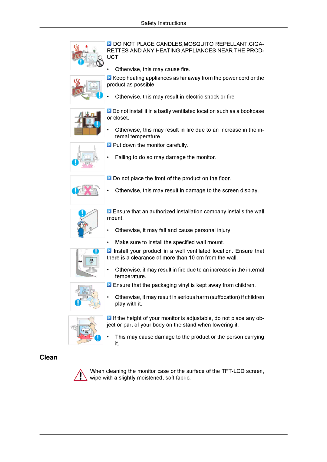 Samsung 943SNX, 2243LNX, 2043SNX, 2243SNX user manual Clean 