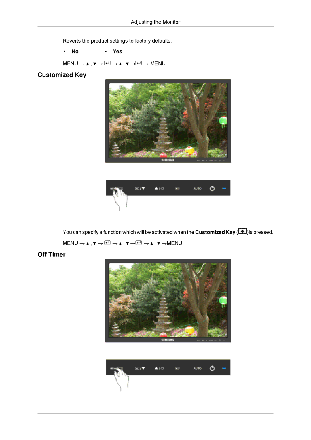 Samsung 2043SNX, 943SNX, 2243LNX, 2243SNX user manual Customized Key 