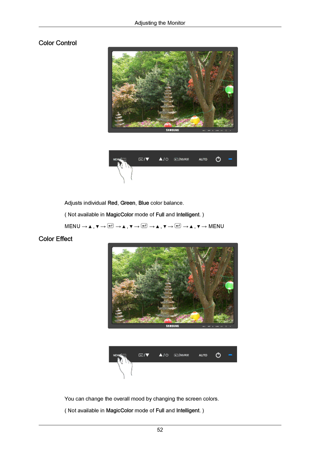 Samsung 943SWX user manual Color Control, Color Effect 