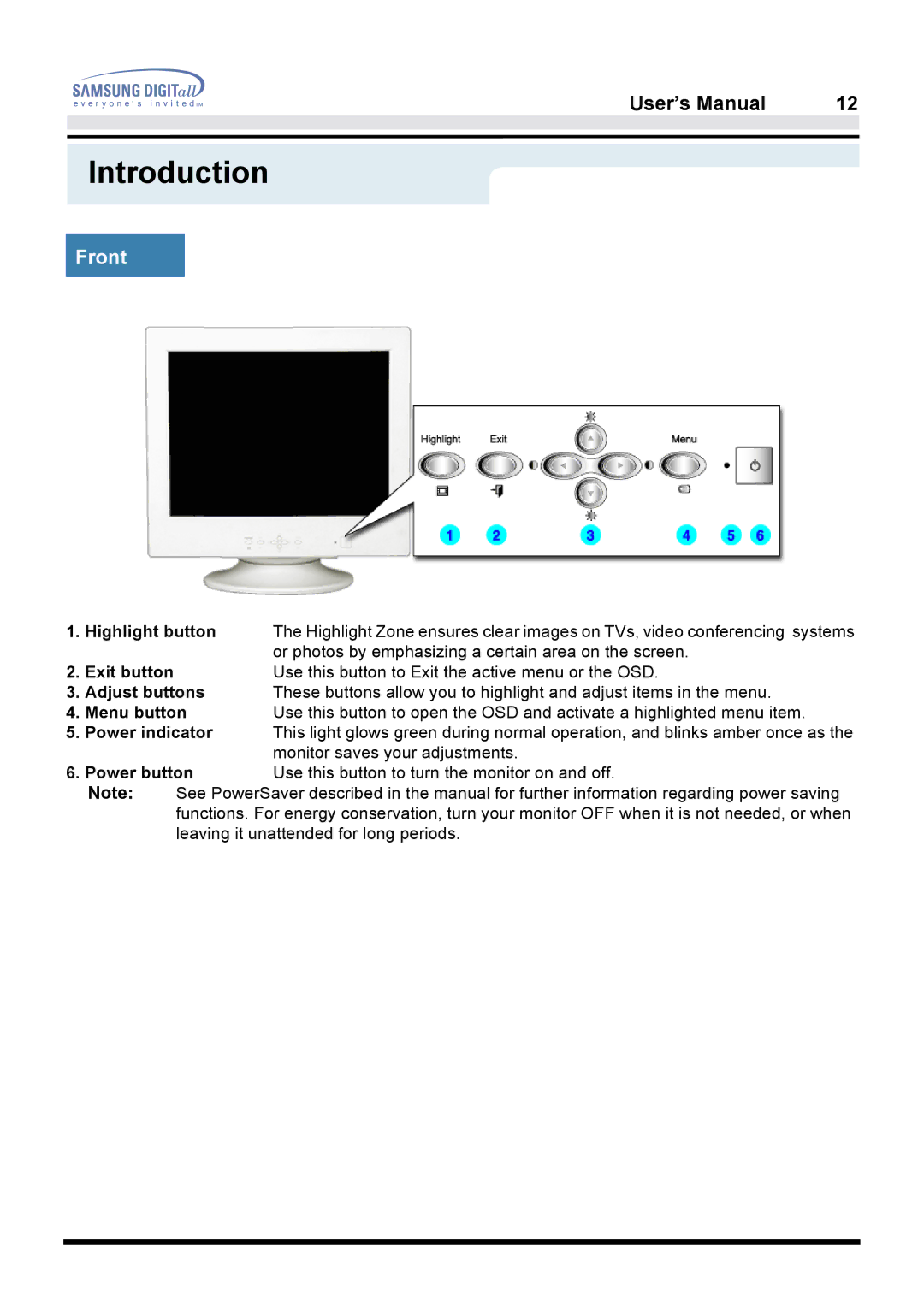 Samsung 950B manual Highlight button 