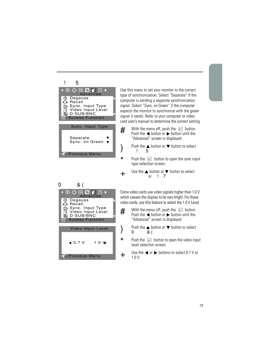 Samsung 950P, 950p Plus, 750p, 950p, 950p plus manual Sync. Input Type, Video Input Level 