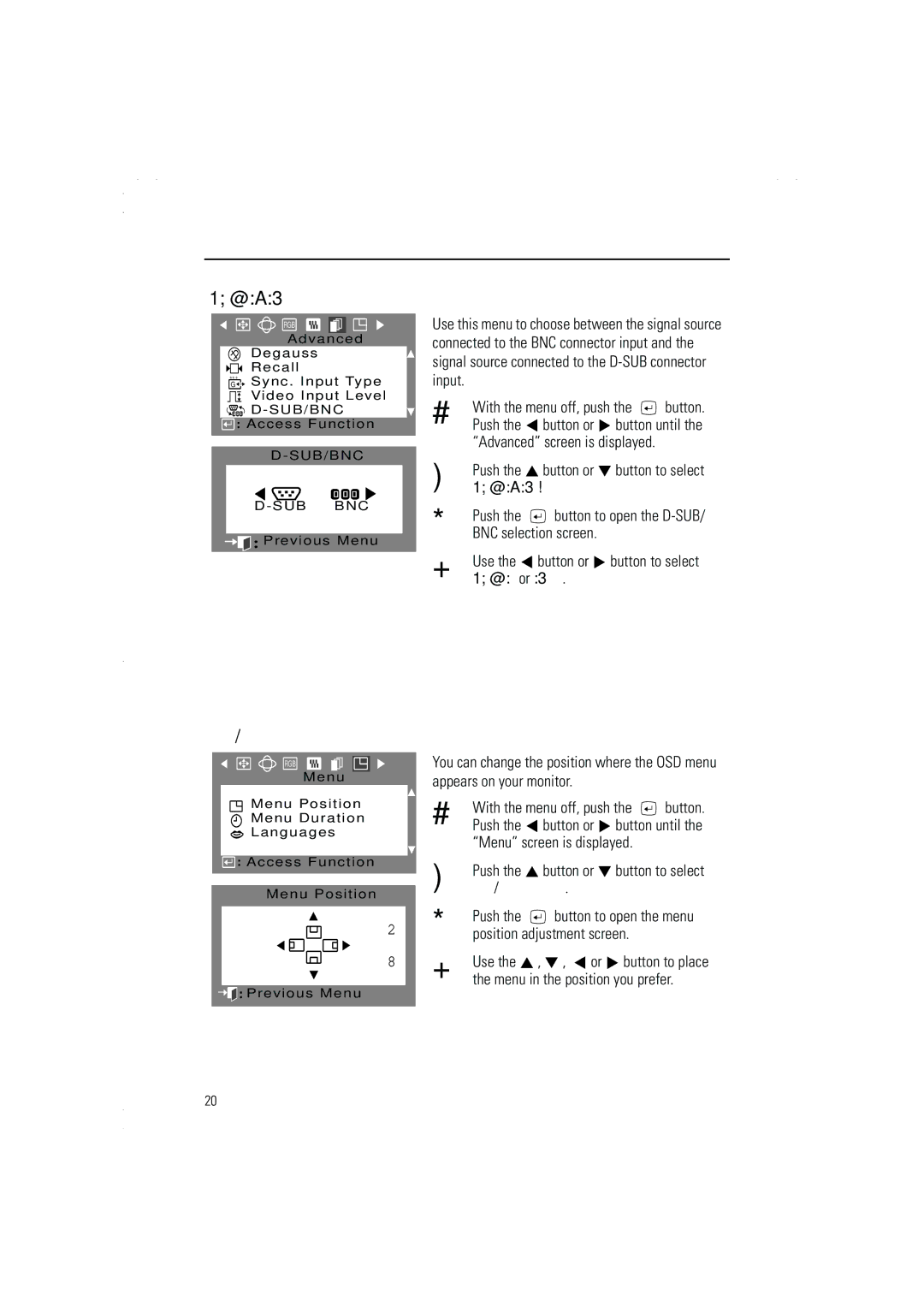 Samsung 950p Plus, 950P, 750p, 950p, 950p plus manual Push the button or button to select Menu Position 