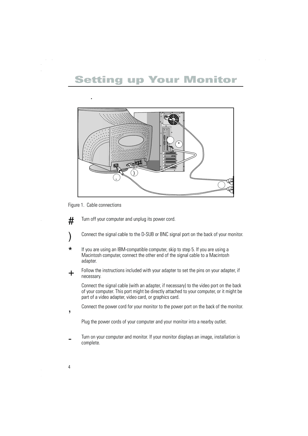 Samsung 950P, 950p Plus, 750p, 950p, 950p plus manual Setting up Your Monitor, Connecting Your Monitor 